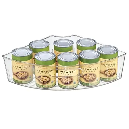 iDesign Clear Plastic 1/4 Wedge Bin for Corner Lazy Susan Cabinet, Kitchen Cabinet Organizer